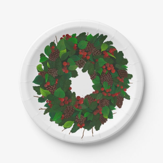 Assiettes En Carton Couronne de Noël (Devant)