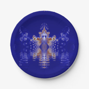 Assiettes En Carton Couronne Lac Bleu Cristal Fractale