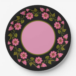 Assiettes En Carton Couronnes florales roses | Plaque de papier