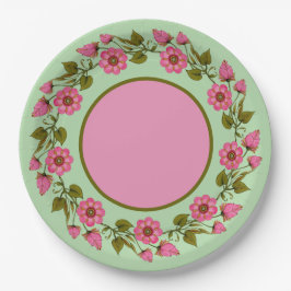 Assiettes En Carton Couronnes florales roses | Plaque de papier