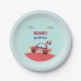 Assiettes En Carton Course de voitures de course thème d'anniversaire 