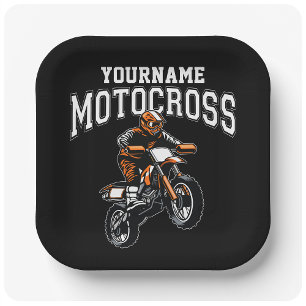 Assiettes En Carton Course Motocross Dirt Bike Rider personnalisée
