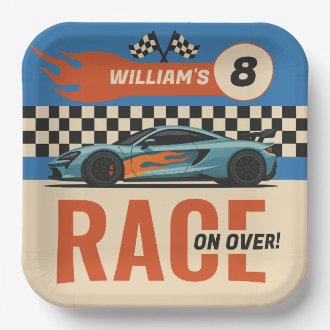 Assiettes En Carton Course sur plus de Cool Voiture Race Boys Annivers (Recto)