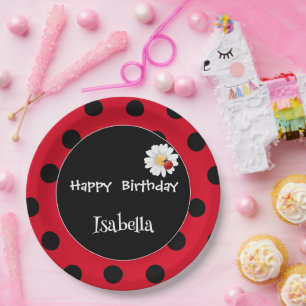 Assiettes En Carton Coute Polka point Ladybug Daisy Flower fête d'anni