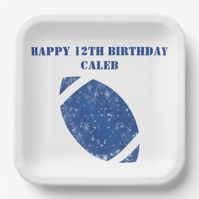 Assiettes En Carton Coutume Football fête d'anniversaire Bleu Blanc (Recto)