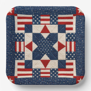 Assiettes En Carton Couvre-lit étoilé patriotique américain