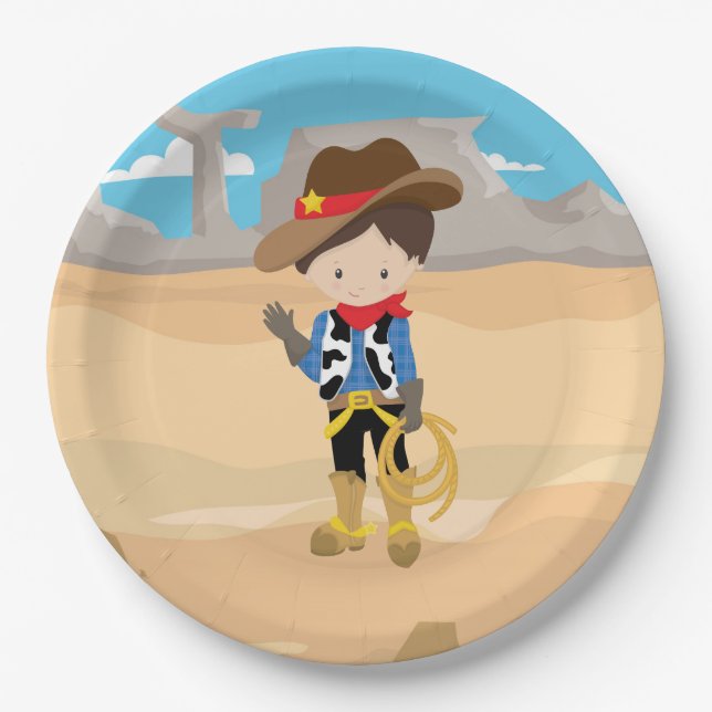 Assiettes En Carton Cowboy (Devant)