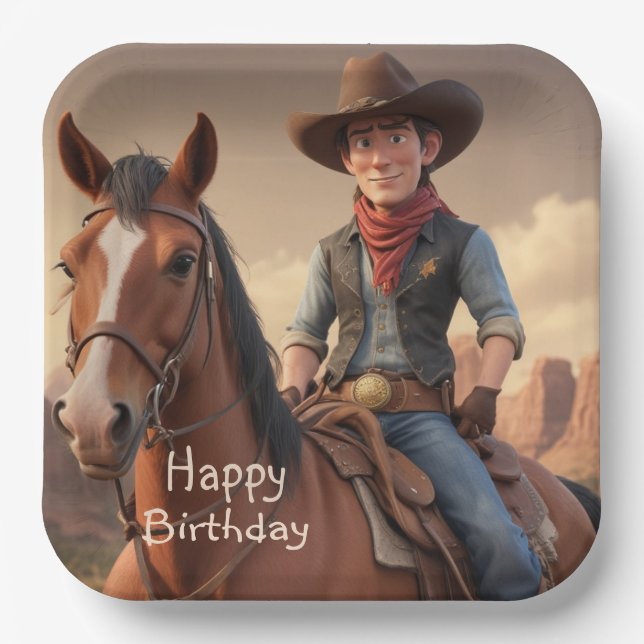Assiettes En Carton Cowboy (Recto)