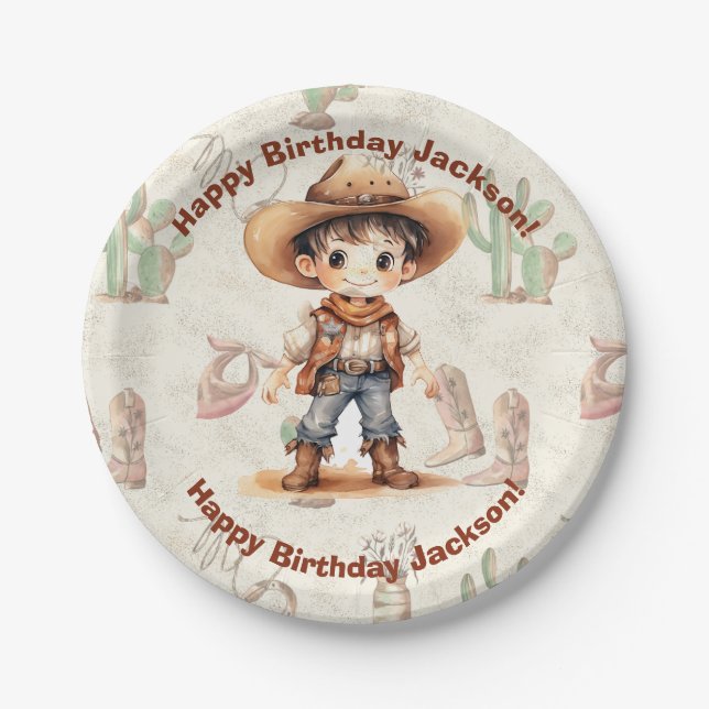 Assiettes En Carton Cowboy 5e anniversaire Bash Invitation (Devant)