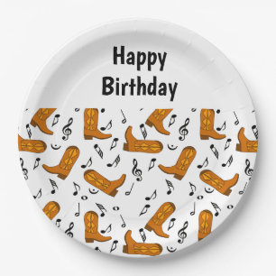 Assiettes En Carton Cowboy Boots Music Notes Anniversaire