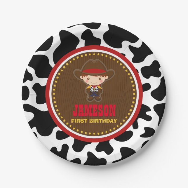 Assiettes En Carton Cowboy Ouest Vieux Ouest Anniversaire (Devant)