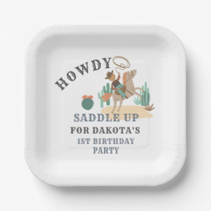 Assiettes En Carton Cowboy Premier Anniversaire Plaque Papier