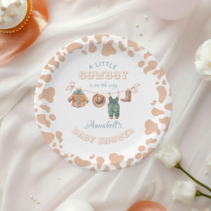 Assiettes En Carton Cowboy Western Light Brown Baby shower garçon
