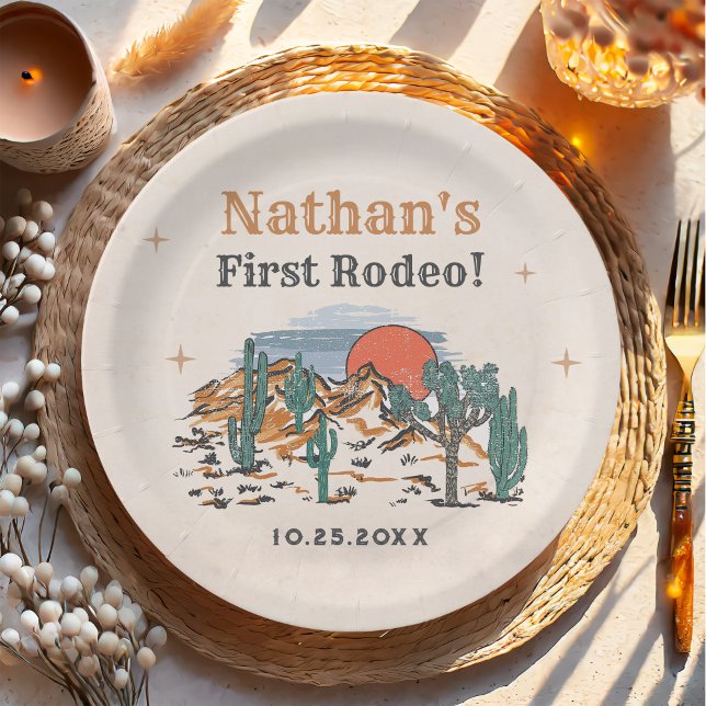 Assiettes En Carton Cowboy Western Rodeo 1er anniversaire (Créateur téléchargé)