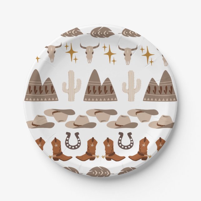 Assiettes En Carton Cowboy Western Wild West Parti (Devant)