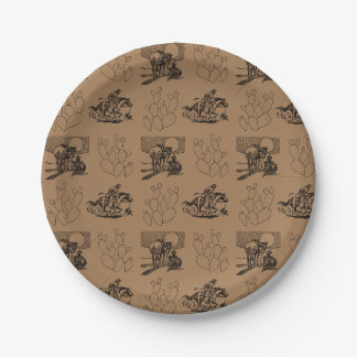 Assiettes En Carton Cowboys and Cactus Papier Party Plaque