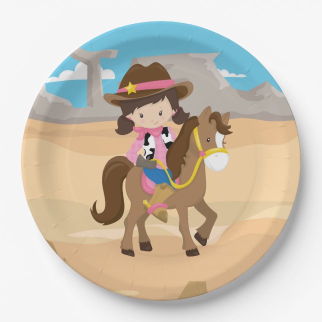 Assiettes En Carton Cowgirl (Devant)