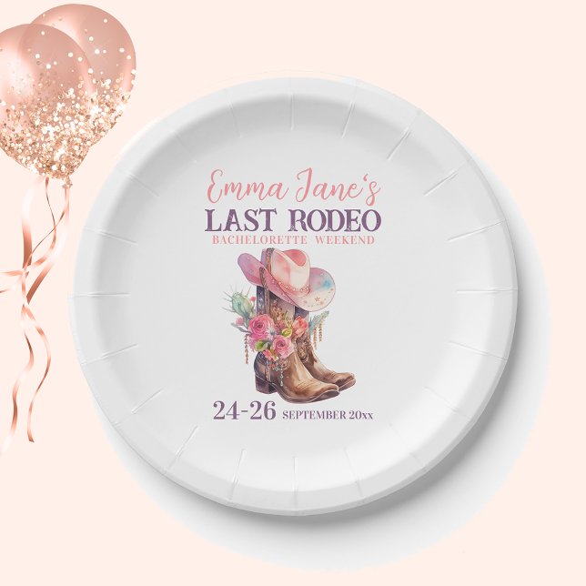 Assiettes En Carton Cowgirl Dernier Rodeo Rose Bachelorette (Créateur téléchargé)