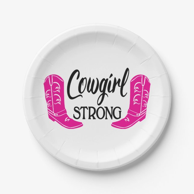 Assiettes En Carton Cowgirl Pink Cowboy Botte Western Country Party (Devant)