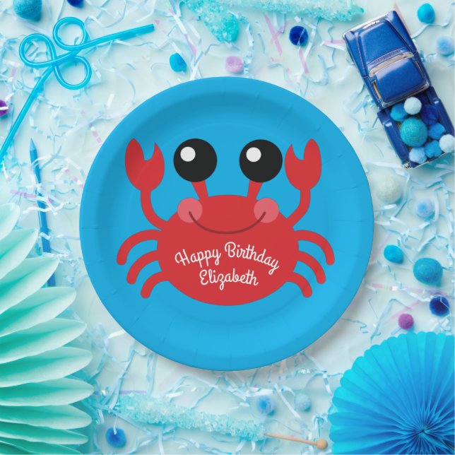Assiettes En Carton Crabe Anniversaire Soirée Cartoon Enfants (Fête)