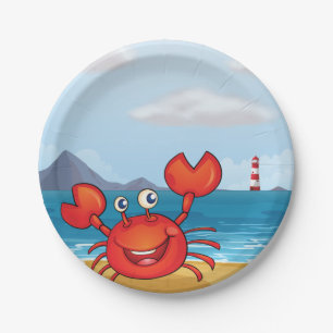 Assiettes En Carton Crabe Au Bord De L'Eau