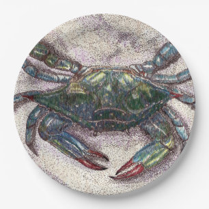 Assiettes En Carton Crabe bleu de la baie Chesapeake Plaques de papier