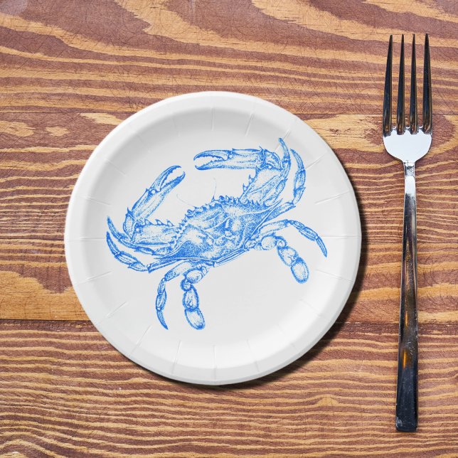 Assiettes En Carton crabe bleu vintage (Créateur téléchargé)