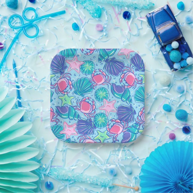 Assiettes En Carton Crabe coquille de la plage de Preppal (Fête)