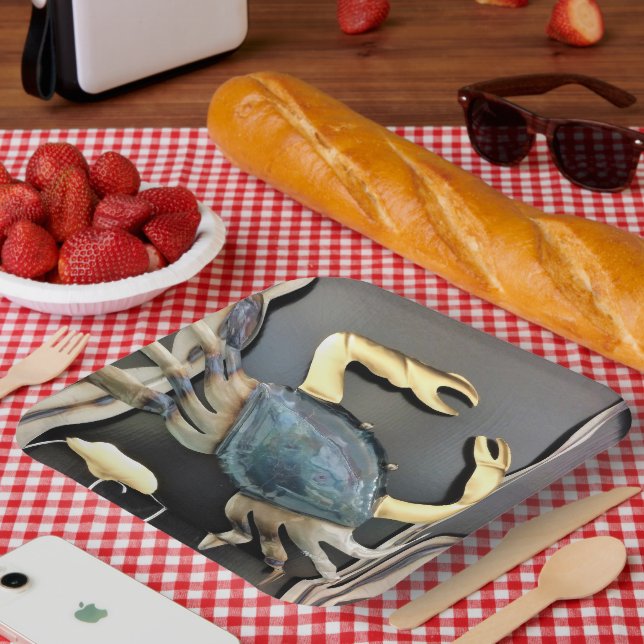 Assiettes En Carton Crabe d'art en métal bleu (Pique-nique)