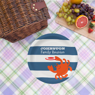Assiettes En Carton Crabe frisbee marine Personnalisé