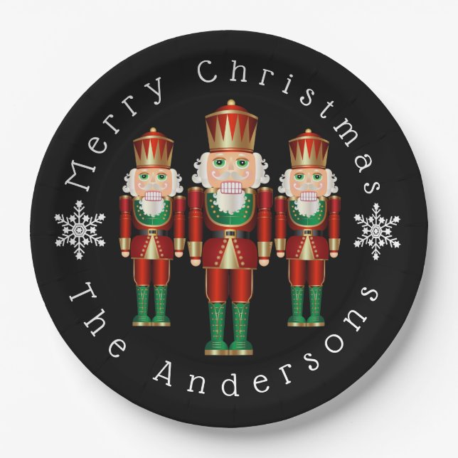 Assiettes En Carton Crackers Red Green et Gold Christmas (Devant)