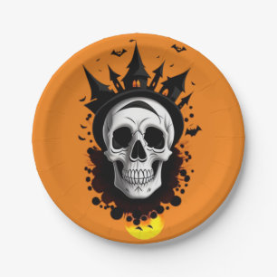 Assiettes En Carton Crâne d'Halloween