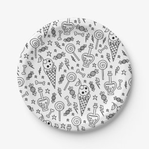 Assiettes En Carton crâne d'os de glace d'Halloween poison blanc