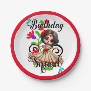 Assiettes En Carton Crâne sucre fille anniversaire