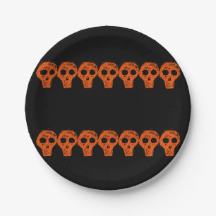 Assiettes En Carton Crânes d'Halloween noir orange 4Luke