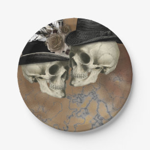 Assiettes En Carton Crânes gothiques en Halloween Vintage Casquette