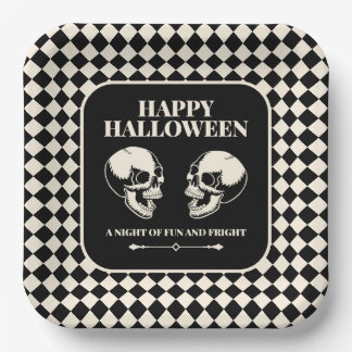 Assiettes En Carton Crânes Rieurs d'Halloween Amusement et Effroi