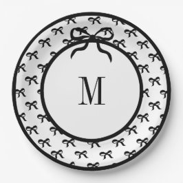 Assiettes En Carton Cravate a Bow (Gros Bow) Plaque monogramme de 9 po