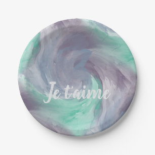 Assiettes En Carton Cravate-teinture violet vert peint Aquarelle dans 