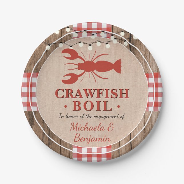 Assiettes En Carton Crawfish Boil Homard Engagement Partie Rustique (Devant)