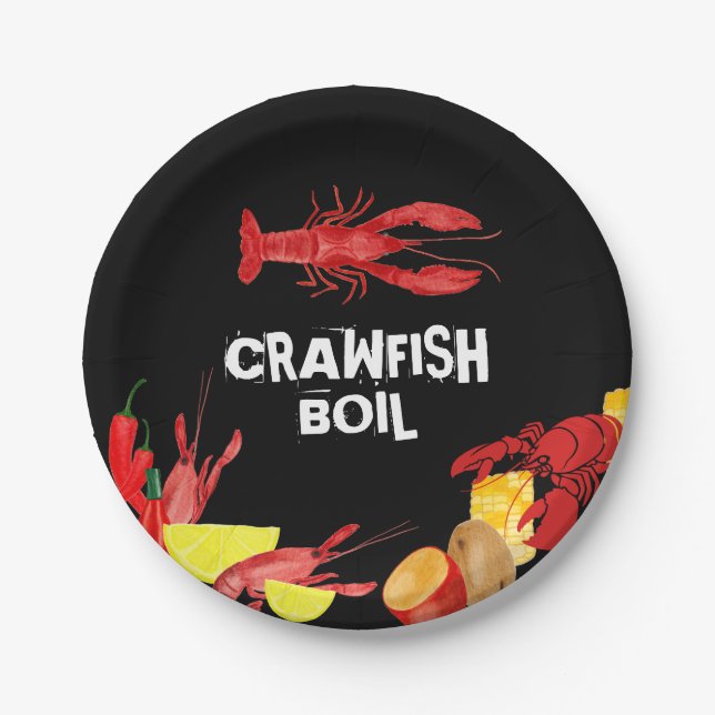 Assiettes En Carton Crawfish Bouillir Fruits de mer Plaques papier (Devant)