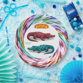 Assiettes En Carton Crawford, painted circus crocodile