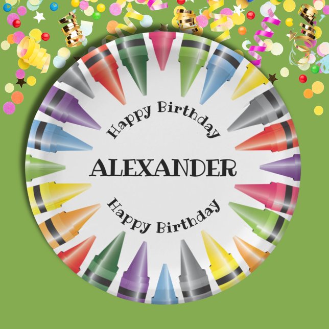 Assiettes En Carton Crayon Bonne fête d'anniversaire (Créateur téléchargé)