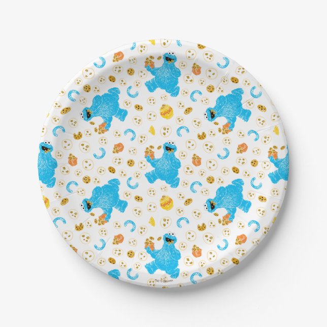 Assiettes En Carton Crayon Cookie Monster Cookie Motif (Devant)