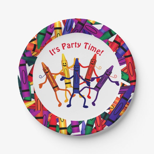 Assiettes En Carton Crayon Party Crayon Design (Devant)