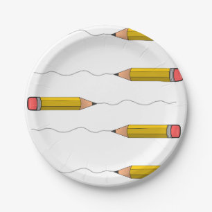 Assiettes En Carton Crayon sur blanc