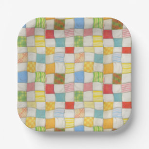 Assiettes En Carton Crazy Quilt 7" Plaque papier Carré