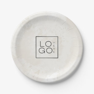 Assiettes En Carton Cream Marble Custom Business Logo Entreprise Événe