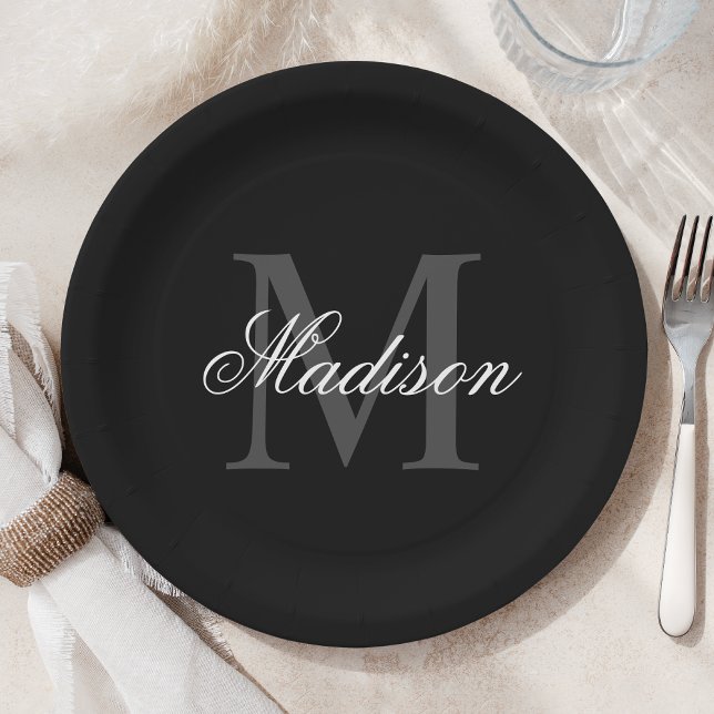 Assiettes En Carton Créer Votre Nom Personnalisé Monogramme Calligraph (Créateur téléchargé)