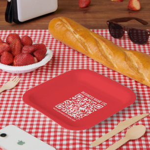 Assiettes En Carton Créez instantanément votre propre code QR   Rouge 